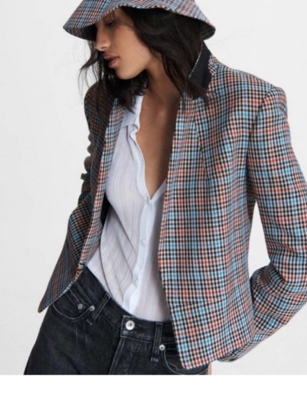 Rag & Bone Elliot Plaid Wool Blazer Jacket